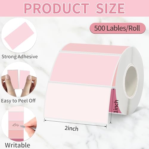 2''x1'' Pink Direct Thermal Barcode Labels,Self-Adhesive Thermal Printer Stickers for Address Design DIY Logo Business - Image 2