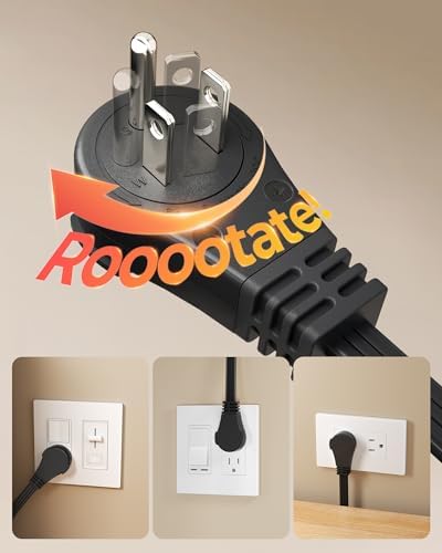 DEWENWILS 3FT 360° Rotating Flat Plug Extension Cord/Wire, 16/3, 2 Pack - Image 2