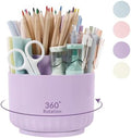 SKYDUE 360 Degree Rotating Desk Organizer, Dual-Purpose Pencil Pen Holder for Desktop, Rotating Desk Pen Organizer with 5 Slots Purple by SKYDUE