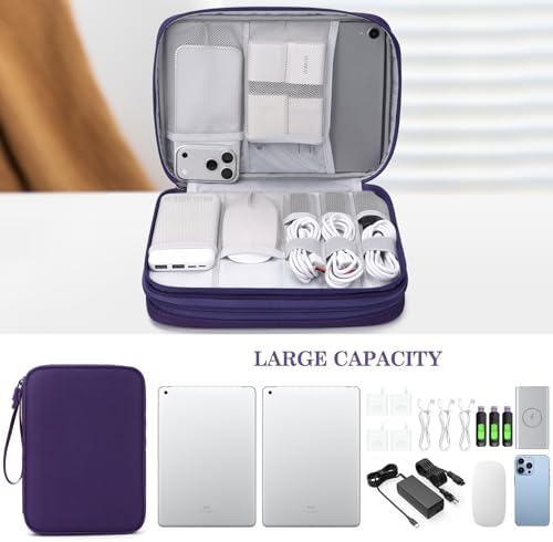 FYY Electronic Organizer, Travel Tech Pouch Bag, Extra Large, Purple - Image 6