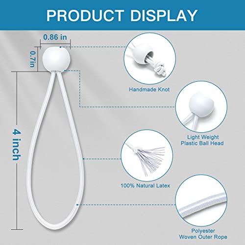 Ball Bungee Cords 4 Inch,100 PCS White Tarp Bungee Balls Heavy Duty Canopy Tarp Tie Cords for Camping, Shelter - Image 6