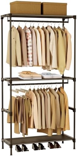CASAMAYA Clothes Rack, Portable Closet, 27.6 Inch Wardrobe Closet, Clothes Storage Organizer with Shelves and 2 Hanging Rods, Easy to Assembly, Black PCT001B01 by Unknown