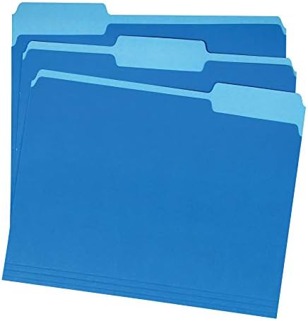 Amazon Basics File Folders for Organization,Letter Size,1/3 Cut Tab,Sturdy with Tabs for Organizing and Filing,Blue,(Pack of 360) - Image 2