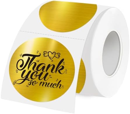 3 Inch Holographic Thermal Labels,Round Thermal Printer Labels,Waterproof Thermal Printer Stickers for DIY Logo Design,Name Tag,QR Code,Thanks Card 150 Labels/Roll (Brushed Gold) by Unknown