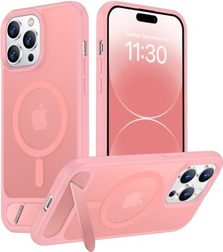 Temdan Magnetic Compatible with iPhone 14 Pro Max Case, [Built-in Invisible Kickstand][Compatible with MagSafe] [Military Grade Shockproof] Slim Translucent Matte Phone Case for iPhone 14 Pro Max 6.7" by Temdan