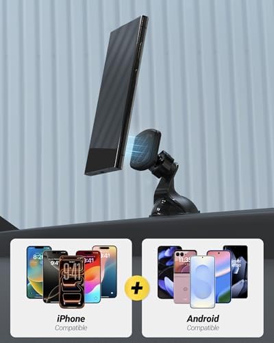 Scosche Extra Strength Suction Cup Phone Mount, Magnetic Dashboard/Windshield Mount Cell Phone Holder for Car with 360° Rotation, StickGrip Base & Thick Metal Plate for iPhone and Android, Not MagSafe - Image 5