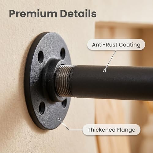 Industrial Pipe Clothing Rack, Hanging Clothes Rod, Wall Garment Rack - Image 5
