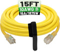 POWGRN 15 Ft 10AWG Outdoor Extension Cord, Yellow by POWGRN