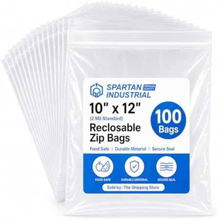10" X 12" (100 Count) Quart Clear Reclosable Zip Plastic Poly Bags by SpartanIndustrial