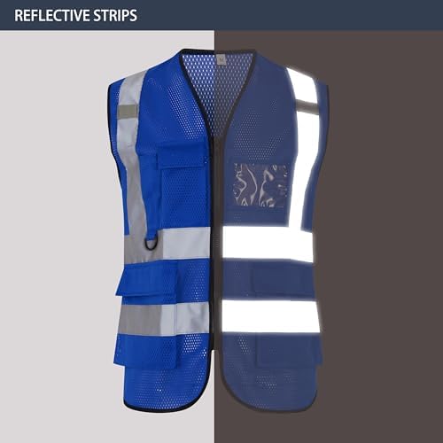 Reflective Safety Vest for Men Women 6 Pockets High Visibility Construction - Image 3