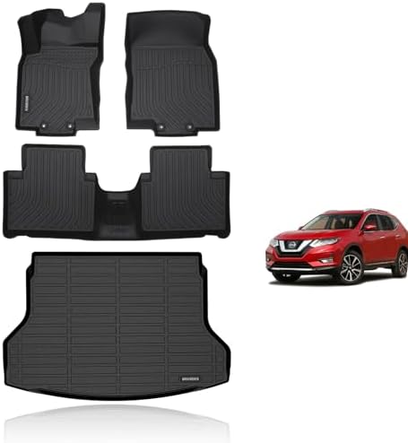 KELCSEECS Floor Mats & Cargo Liner for 2014 2015 2016 2017 2018 2019 2020 Nissan Rogue (Not Fit Sport) Car Mats Cargo Mat Trunk Mat All Weather Rogue Floor Mats Trunk Liner Black by KELCSEECS