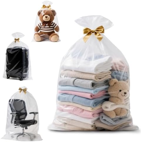 Large Clear Plastic Storage Bags, 31" x 40" Food-Grade Clear Plastic Flat Open Poly Bags for Blanket, Pillows, Seasonal Clothing, Comforter and Basement Storage (1.6 Mil/10 Count) by Origuuds