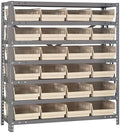 Quantum Storage Systems 1839-108IV Steel Shelving Unit with 4" Shelf Bins, 18" D x 36" W x 39" H, Ivory by QuantumStorageSystems