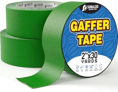 Gaffers Tape (2" x30 Yards) Heavy Duty, No Residue (3 Pack Green) by Unknown