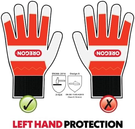 Oregon Chainsaw Left-Hand Protection Leather Gloves – Large (Size 10) (91305L) - Image 4