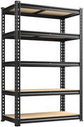 REIBII Garage Shelving, 5-Tier Storage Shelves Load 2410LBS, Adjustable Storage Rack for Garage, Pantry, Closet, Steel Frame, 35.6" W x 72.1" H x 11.9" D, Black by REIBII