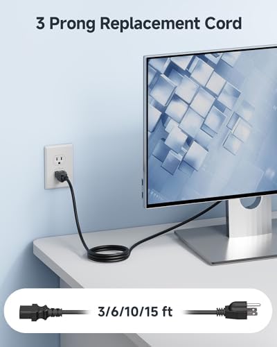 [UL Listed] Cable Matters 2-Pack 16 AWG 3 Prong Computer Power Cord, 6ft - Image 2