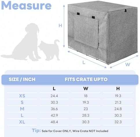 Seiyierr Dog Crate Cover - Kennel Cover Fit for 36 Inch Dog Crate, Double Door Polyester Crate Cover for Wire Dog Crate Indoor Outdoor Protection, Grey - Image 4