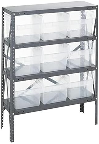 Quantum Storage Systems 1839-SB808CL Solid Heavy Duty 4 Shelves 12 STORE-MAX Clear Bins 39" H x 36" W x 18" D by QuantumStorageSystems