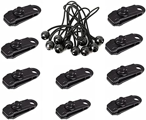 Tarp Clips Heavy Duty Lock Grip - Thumb Screw Tent Clamps Ball Bungee Cords Tarp Canvas Clips Tent Clip Tarp Clamps for Outdoor Camping Canopy Awnings Canvas Cover Car Cover Hammock Cover, 20 Pack by Spencer