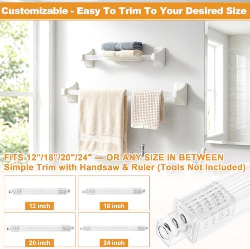 2 Pack 24 Inch Clear Bathroom Towel Bar Replacement Rod for Ceramic Holder - Image 4