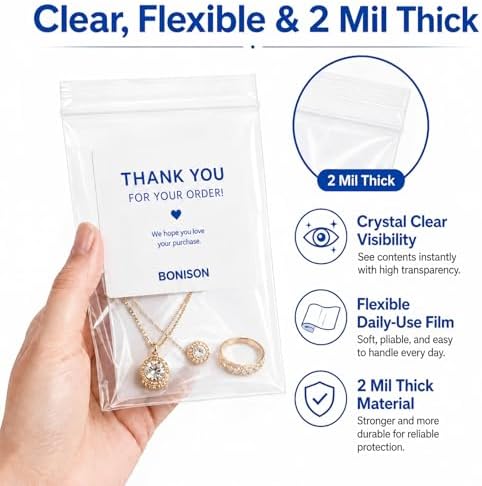 Small Plastic Bags, 4x6 in 200pcs 2 Mil Thick Mini Zip Bags for Jewelry Cards, Stickers, Cookies, Crafts, Samples, Seeds, Small Business Packaging & Home Organization - Image 3