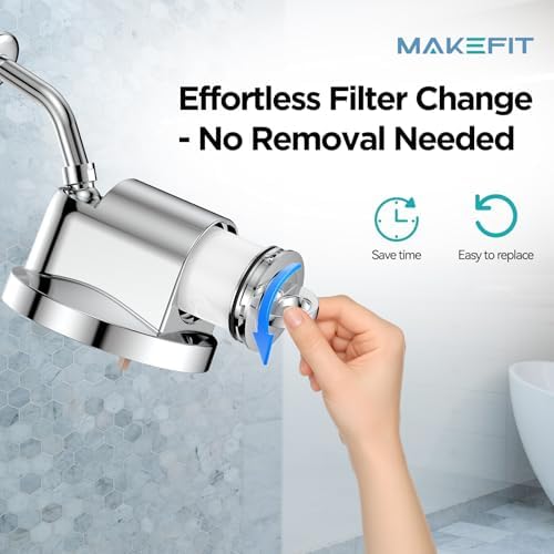 NSF Certified Filtered Shower Head - 5 Settings High Pressure Rain Shower Head with Filter for Hard Water Softener - Easy Install & Replace - Bathroom Showerhead to Remove Chlorine & Heavy Metals - Image 3