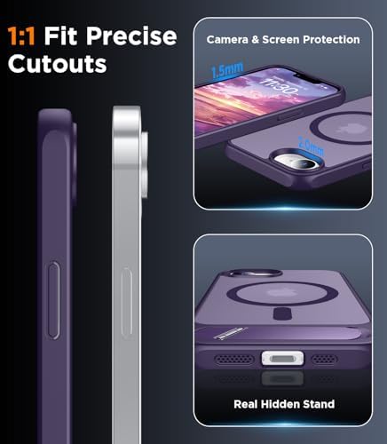 Temdan Magnetic Compatible with iPhone 17e Case & iPhone 16e Case,[Built-in Invisible Kickstand][Compatible with MagSafe][Military Grade Shockproof] Slim Translucent Matte Case for iPhone 16e/17e 6.1" - Image 6