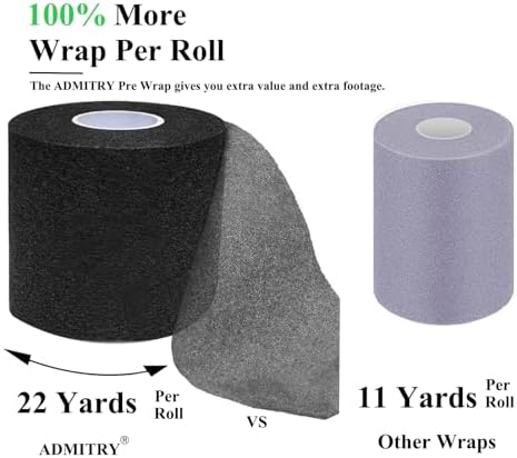 ADMITRY Pre Wrap Tape Athletic,3 Rolls X 22 Yards Beige Prewrap - Image 2