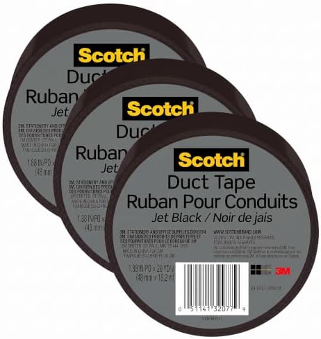 Scotch Duct Tape, 1.88 in x 20 yd, Jet Black, 1 Roll (920-BLK-C) (Pack of 3) by ScotchBrand