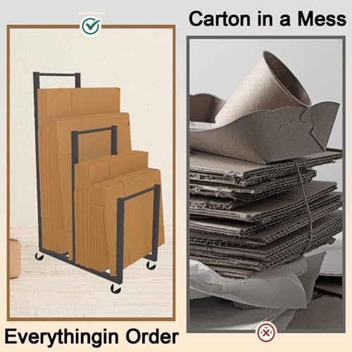 Commercial Carton Storage Rack Cartons Cart, Large Portable Cardboard Stand with Casters Wheels, for Warehouse/Shipping Station Hold Broken Down Boxes(Hold 30-60 Pcs) - Image 4