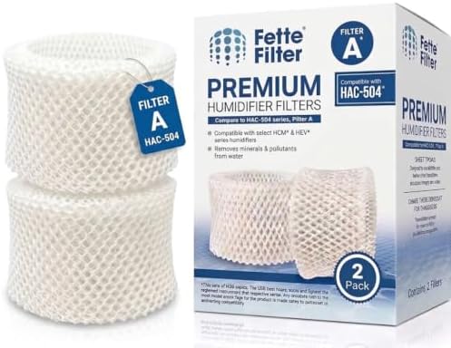 HAC-504 Premium Humidifier Wicking Filter Compatible with Honeywell HAC-504 HAC-504AW HAC504V1 Humidifier Replacement Filter A Replacement for Honeywell Filter HCM 350 & Cool Mist Humidifiers. (2QTY) by Fette+Filter
