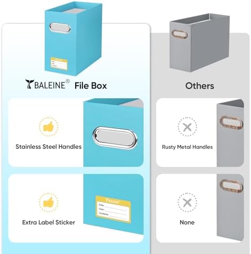BALEINE 2PK File Organizer Box, Cardboard File Folder Organizer with Handle - Image 5