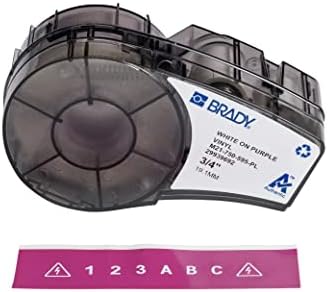 Brady Authentic (M21-750-595-PL) All-Weather Vinyl Label for Indoor/Outdoor ID, Lab and Equipment Labeling, White on Purple- For M210, M210-LAB, M211, BMP21-PLUS and BMP21-LAB Printers, .75" W, 21' L by BradyCorp