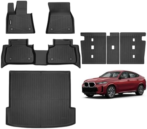 Naibeve Floor Mats for 2020-2025 BMW X6 M/M50i/sDrive40i/xDrive40i G06 - All Weather Custom Fit for BMW X6 Floor Mats & Cargo Mats & Backrest Mat Accessories by NAIBEVE-USA