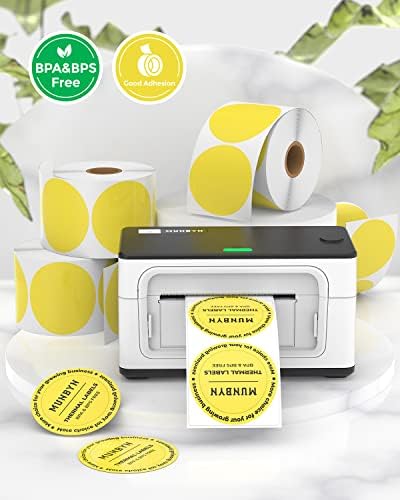 MUNBYN 2 Inch Circle Yellow Thermal Labels for Business, 750 Sheets/1 Roll - Image 3
