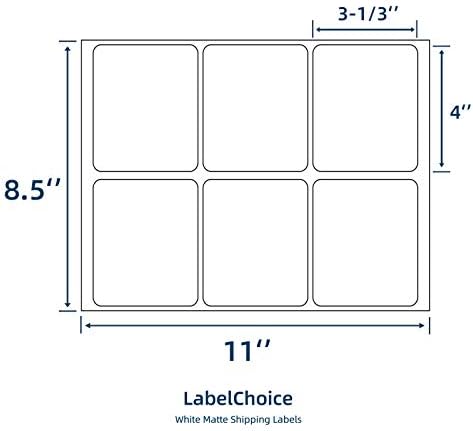 100 Sheets 600 Pcs 3-1/3 x 4 6 Up Shipping Address Labels for Laser & Inkjet Printers, 3-1/3" x 4" 6 per Sheet Shipping Mailing Stickers, 6 Labels per Page - Image 2