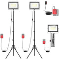 LIVOWALNY 200W LED Work Lights with Stand Compatible with Milwaukee Battery, 2PCS 20000LM Portable Tower Light IP66 Waterproof with 13FT Cord, Foldable Tripod Floodlight Garage Job Site(Tool Only) by LIVOWALNY