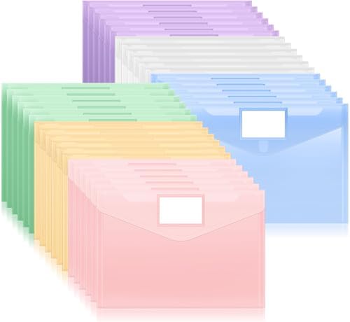 Sooez 36 Packs Plastic Envelopes Plastic File Folders, Document Organizer by Sooez
