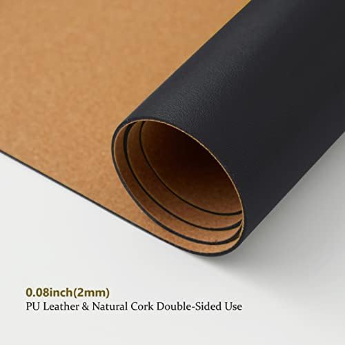 Large Cork Desk Mat - 47.2"x 17" Desk Pad for Office and Home - Ideal for Large Mouse Pad and Desk Mats on Top of Desks(Black) - Image 3