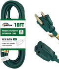 10FT Outdoor Extension Cord-16/3 SJTW Durable Green Extension Cord for Christmas Lights with 3 Prong Grounded Plug for Safety,Great for Outside Christmas Decorations by HONDERSON