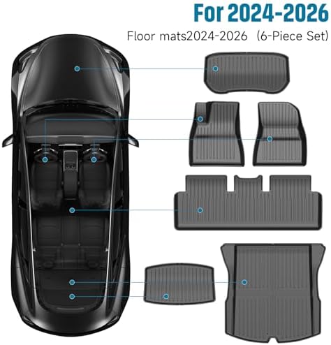 All-Weather TPE Floor Mats 6PCS -Compatible with 2024-2026 Model 3 Highland, Full Coverage Cargo Liner & Frunk Mat Heavy-Duty Anti-Slip Interior Accessories - Image 2