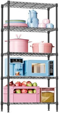IZEUK 5 Tier Black Metal Storage Shelves, Heavy Duty Adjustable Wire Shelving Rack for Garage, Kitchen, Bathroom, Closet Organizer, 1250 lbs Capacity, 15.7" D x 33.5" W x 68.5" H by IZEUK