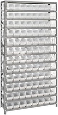 Quantum Storage Systems 1275-101CL Clear-View Sloped Shelving Unit with 4" Shelf Bins, 96 QSB101 Shelf Bins, 12" D x 36" W x 75" H by QuantumStorageSystems