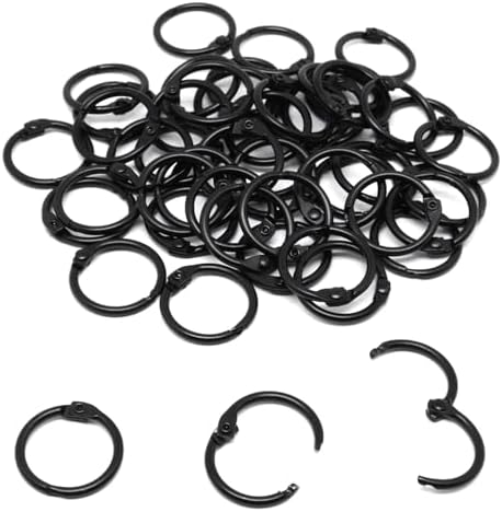 Small Binder Rings 1/2 inch, Book Rings 50pc, Flash Card Rings, Rings for Index Cards, Black Loose Leaf Binder Rings, Paper Rings Metal, Ring Clips, Book Binder Rings by SWZHAI