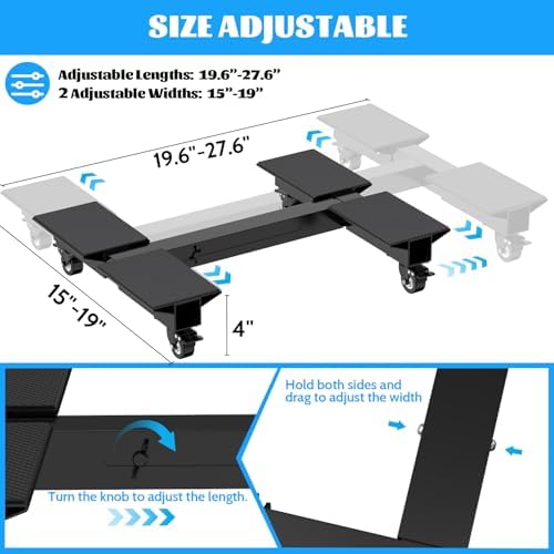 Furniture Dolly 1500LBS Capacity, Adjustable Heavy Duty Iron Moving Dolly Cart with 4 Lockable Caster Wheels, Stand Base for Washing Machine Refrigerator Dryer with Non-Slip Mat Easy Moving - Image 2