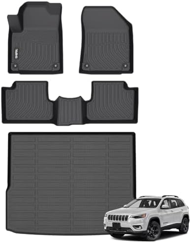 Wailtnb- Floor Mats & Cargo Mats Set Fit 2019-2023 Jeep Cherokee（NOT for Grand Cherokee&L All Weather Floor Liners for 2019-2023 Jeep Cherokee Trunk Liner Accessories for Cherokee by Wailtnb