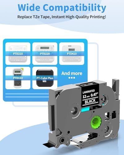 Replacement for P-Touch Label Tape White on Black TZe-335 TZ-335 - Image 2