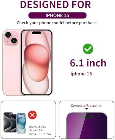 2 Pack Privacy Screen Protector for iPhone 15 Tempered Glass - Image 2