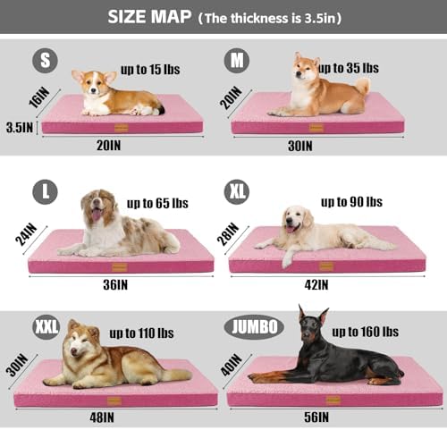 Patas Lague Orthopedic Medium Dog Bed Washable Pet Sofa Mat 30''X20'' Pink - Image 6